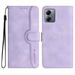 For Motorola Moto G14 Heart Pattern Skin Feel Leather Phone Case(Purple)