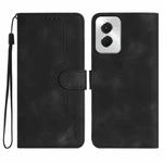 For Motorola Moto G Power 5G 2024 Heart Pattern Skin Feel Leather Phone Case(Black)