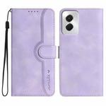 For Motorola Moto G Power 5G 2024 Heart Pattern Skin Feel Leather Phone Case(Purple)