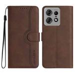 For Motorola Edge 50 Fusion Heart Pattern Skin Feel Leather Phone Case(Brown)