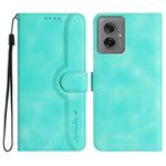 For Motorola Moto G55 Heart Pattern Skin Feel Leather Phone Case(Light Blue)