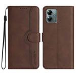 For Motorola Moto G Play 2025 / G Power 2025 Heart Pattern Skin Feel Leather Phone Case(Brown)