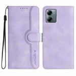 For Motorola Moto G Play 2025 / G Power 2025 Heart Pattern Skin Feel Leather Phone Case(Purple)