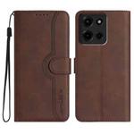 For Motorola Moto G 2025 Heart Pattern Skin Feel Leather Phone Case(Brown)