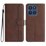 For Motorola Edge 60 Heart Pattern Skin Feel Leather Phone Case(Brown)
