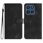For Motorola Edge 60 Heart Pattern Skin Feel Leather Phone Case(Black)