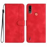 For Motorola Moto E7 Power Heart Pattern Skin Feel Leather Phone Case(Red)