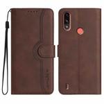 For Motorola Moto E7 Power Heart Pattern Skin Feel Leather Phone Case(Brown)