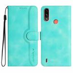 For Motorola Moto E7 Power Heart Pattern Skin Feel Leather Phone Case(Light Blue)