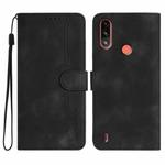 For Motorola Moto E7 Power Heart Pattern Skin Feel Leather Phone Case(Black)