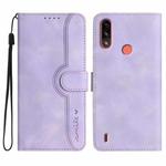 For Motorola Moto E7 Power Heart Pattern Skin Feel Leather Phone Case(Purple)