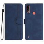 For Motorola Moto E7 Power Heart Pattern Skin Feel Leather Phone Case(Royal Blue)