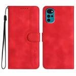For Motorola Moto G22 Heart Pattern Skin Feel Leather Phone Case(Red)