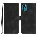 For Motorola Moto G22 Heart Pattern Skin Feel Leather Phone Case(Black)