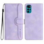 For Motorola Moto G22 Heart Pattern Skin Feel Leather Phone Case(Purple)