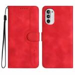 For Motorola Moto G52 Heart Pattern Skin Feel Leather Phone Case(Red)