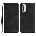 For Motorola Moto G52 Heart Pattern Skin Feel Leather Phone Case(Black)