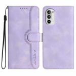 For Motorola Moto G52 Heart Pattern Skin Feel Leather Phone Case(Purple)