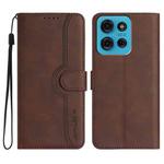 For Motorola Moto G75 5G Heart Pattern Skin Feel Leather Phone Case(Brown)