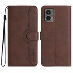 For Motorola Edge 30 Neo Heart Pattern Skin Feel Leather Phone Case(Brown)