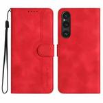 For Sony Xperia 1 V 2023 Heart Pattern Skin Feel Leather Phone Case(Red)