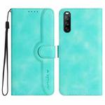For Sony Xperia 10 V 2023 Heart Pattern Skin Feel Leather Phone Case(Light Blue)