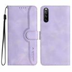 For Sony Xperia 10 V 2023 Heart Pattern Skin Feel Leather Phone Case(Purple)