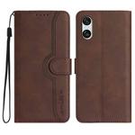 For Sony Xperia 10 VI Heart Pattern Skin Feel Leather Phone Case(Brown)