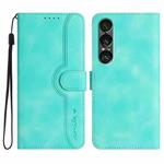 For Sony Xperia 1 VII Heart Pattern Skin Feel Leather Phone Case(Light Blue)