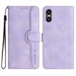 For Sony Xperia 10 VII Heart Pattern Skin Feel Leather Phone Case(Purple)