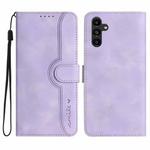 For Samsung Galaxy S23 FE 5G Heart Pattern Skin Feel Leather Phone Case(Purple)