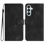 For Samsung Galaxy M15 5G/F15 5G Heart Pattern Skin Feel Leather Phone Case(Black)