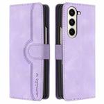 For Samsung Galaxy Z Fold5 Heart Pattern Skin Feel Leather Phone Case(Purple)
