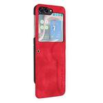 For Samsung Galaxy Z Flip5 Heart Pattern Skin Feel Leather Phone Case(Red)