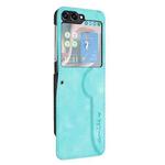 For Samsung Galaxy Z Flip5 Heart Pattern Skin Feel Leather Phone Case(Light Blue)