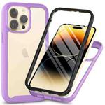For iPhone 15 Pro Max Starry Sky Solid Color Series PC + TPU Phone Case with PET Film(Purple)