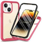 For iPhone 15 Plus Starry Sky Solid Color Series PC + TPU Phone Case with PET Film(Pink)