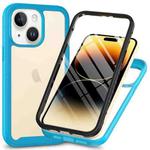 For iPhone 15 Starry Sky Solid Color Series PC + TPU Phone Case with PET Film(Sky Blue)