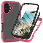 For iPhone 16 Plus Starry Sky Solid Color Series PC + TPU Phone Case with PET Film(Pink)