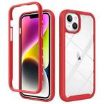 For iPhone 15 Plus Starry Sky Solid Color Shockproof TPU Clear PC Phone Case(Red)