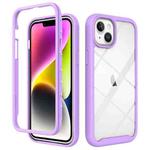 For iPhone 15 Plus Starry Sky Solid Color Shockproof TPU Clear PC Phone Case(Purple)
