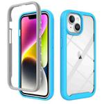 For iPhone 15 Starry Sky Solid Color Shockproof TPU Clear PC Phone Case(Sky Blue)