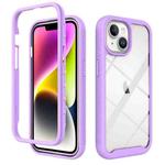 For iPhone 15 Starry Sky Solid Color Shockproof TPU Clear PC Phone Case(Purple)