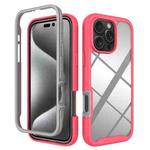 For iPhone 16 Pro Max Starry Sky Solid Color Shockproof TPU Clear PC Phone Case(Pink)