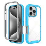 For iPhone 16 Pro Starry Sky Solid Color Shockproof TPU Clear PC Phone Case(Sky Blue)