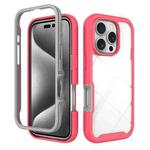 For iPhone 16 Pro Starry Sky Solid Color Shockproof TPU Clear PC Phone Case(Pink)