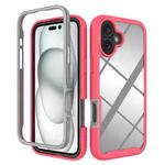 For iPhone 16 Plus Starry Sky Solid Color Shockproof TPU Clear PC Phone Case(Pink)