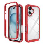 For iPhone 16 Starry Sky Solid Color Shockproof TPU Clear PC Phone Case(Red)