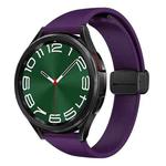 For Samsung Galaxy Watch 6 / 6 Classic Magnetic Black Buckle Slim Silicone Watch Band(Dark Purple)