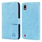 For Samsung Galaxy A10 Skin Feeling Oil Leather Texture PU + TPU Phone Case(Light Blue)